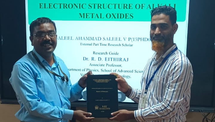 Successfully Ph.D Degree Awarded to my research student Mr. V. P. Saleel Ahammad Saleel.